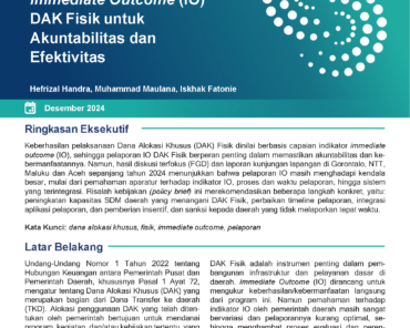 The Importance of Special Allocation Fund for Physical Infrastructure (DAK Fisik) Immediate Outcome (IO) Reporting for Accountability and Effectiveness