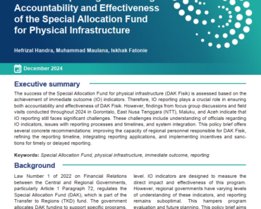 The Importance of Immediate Outcome Reporting in Ensuring Accountability and Effectiveness of the Special Allocation Fund for Physical Infrastructure