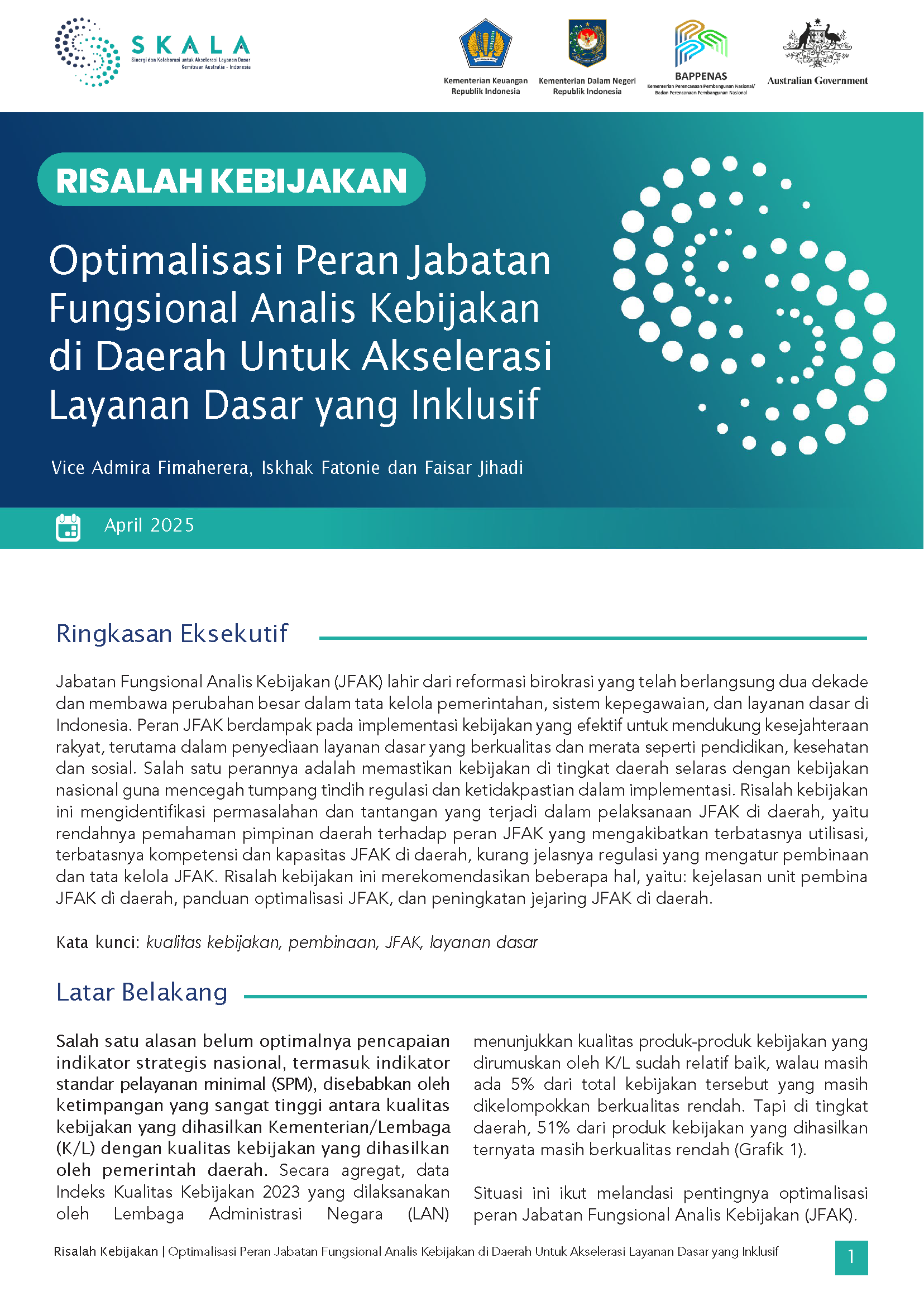 Optimalisasi Peran Jabatan Fungsional Analis Kebijakan di Daerah Untuk Akselerasi Layanan Dasar yang Inklusif