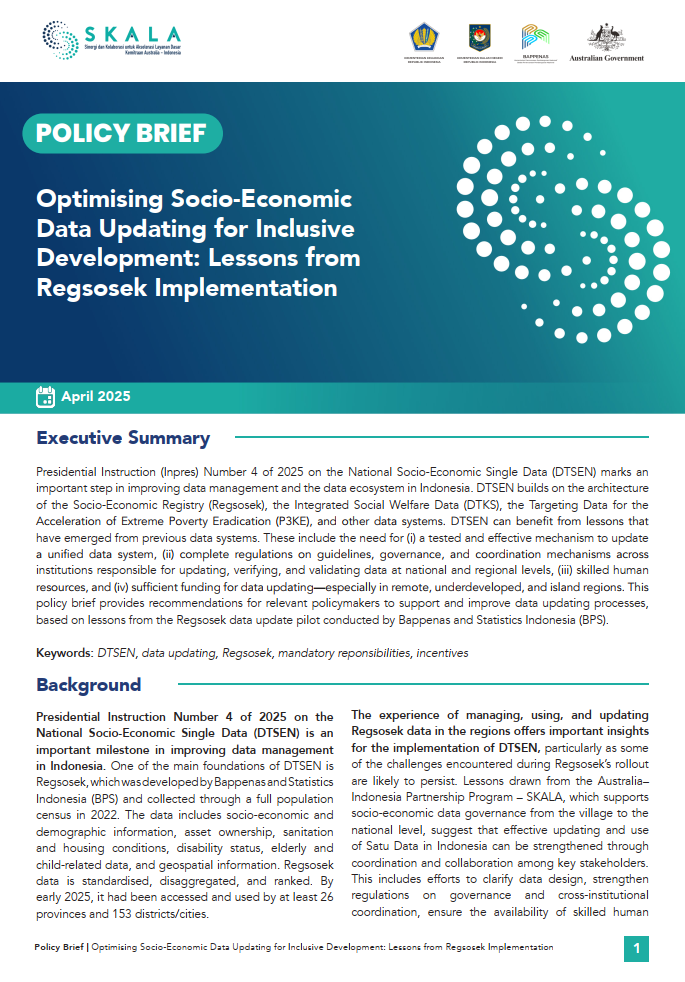 Optimising Socio-Economic Data Updating for Inclusive Development: Lessons from Regsosek Implementation