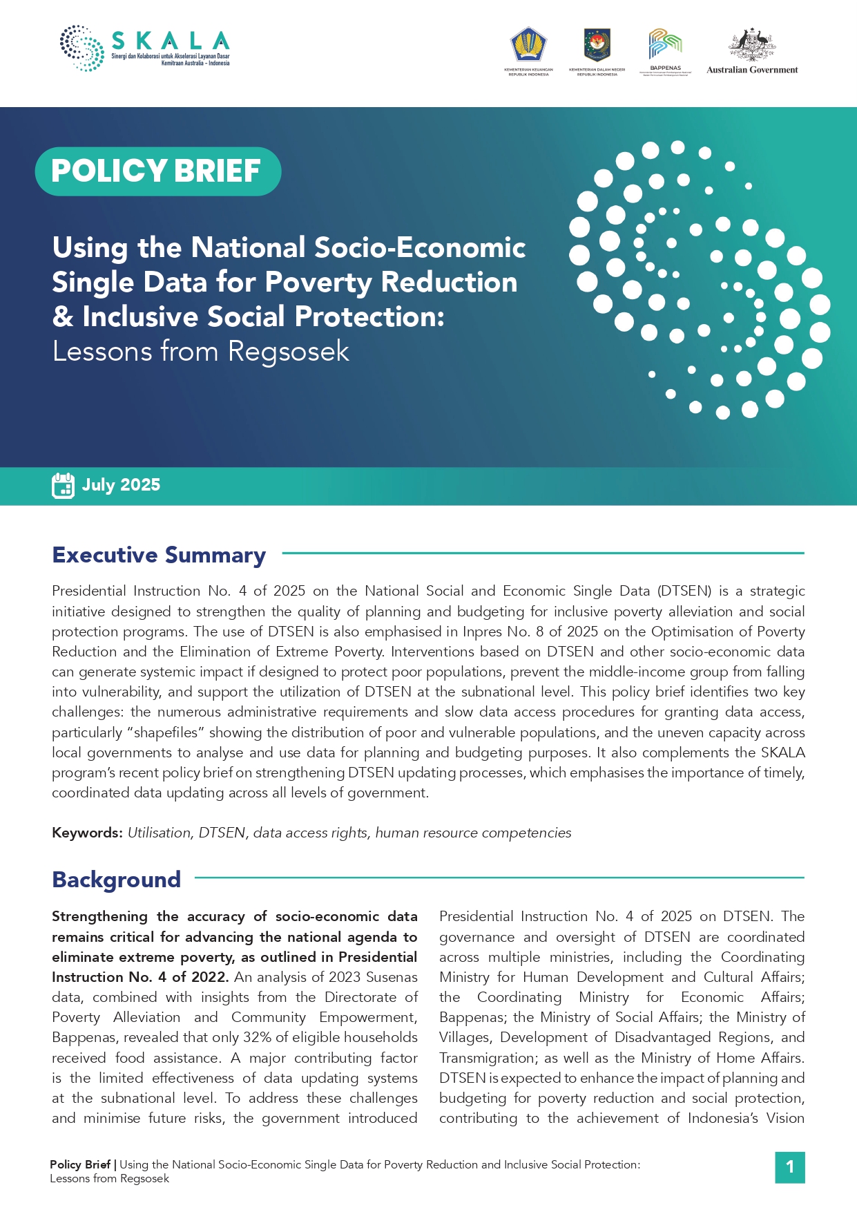 Using the National Socio-Economic Single Data for Poverty Reduction & Inclusive Social Protection: Lessons from Regsosek