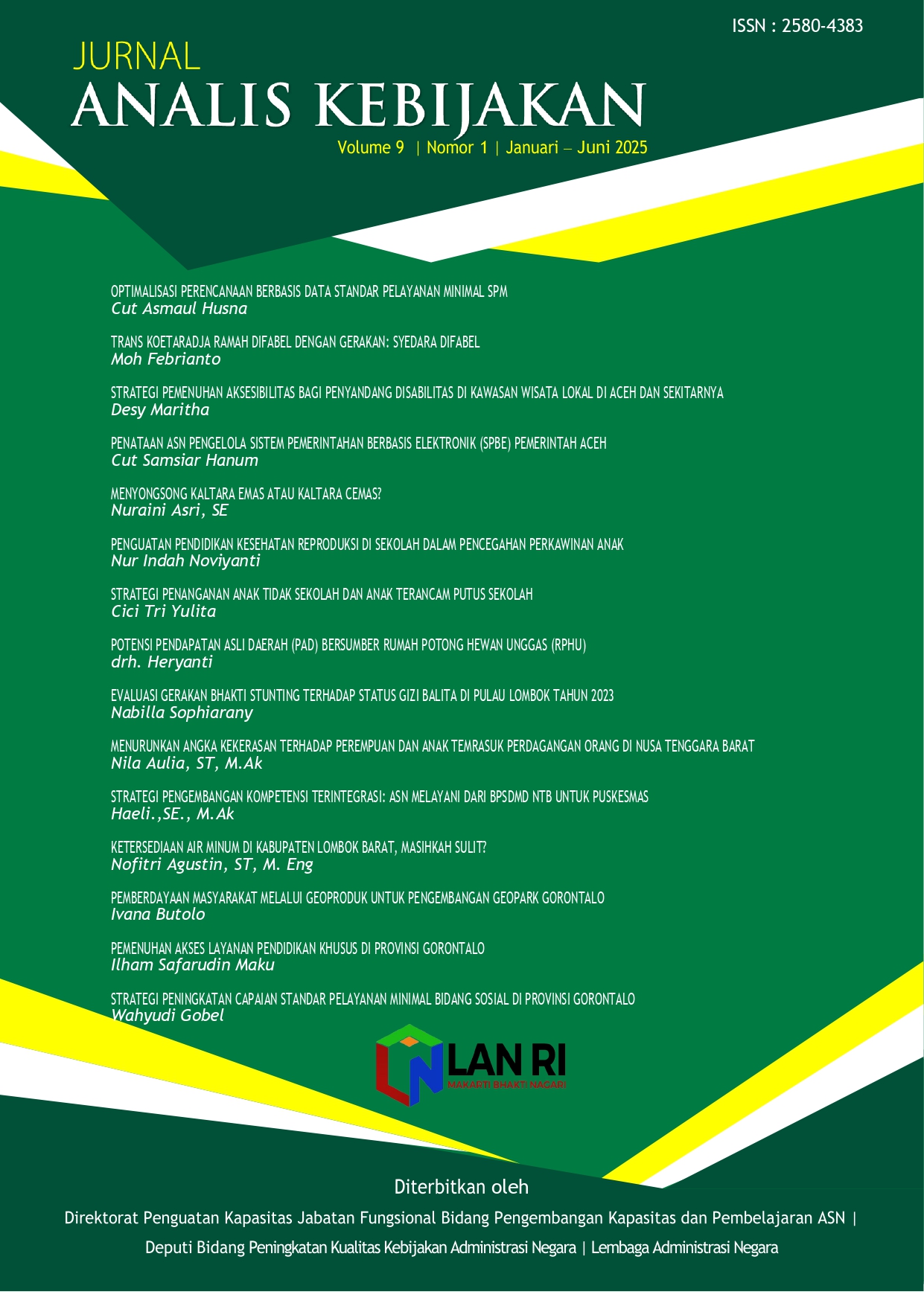 Jurnal Analis Kebijakan Volume 9 Januari-Juni 2025