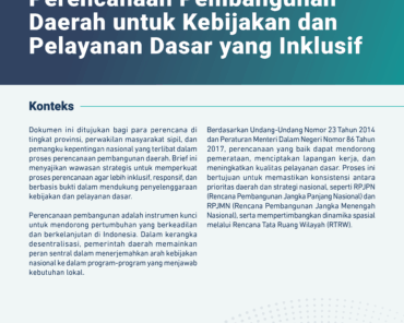 Perencanaan Pembangunan Daerah untuk Kebijakan dan Pelayanan Dasar yang Inklusif