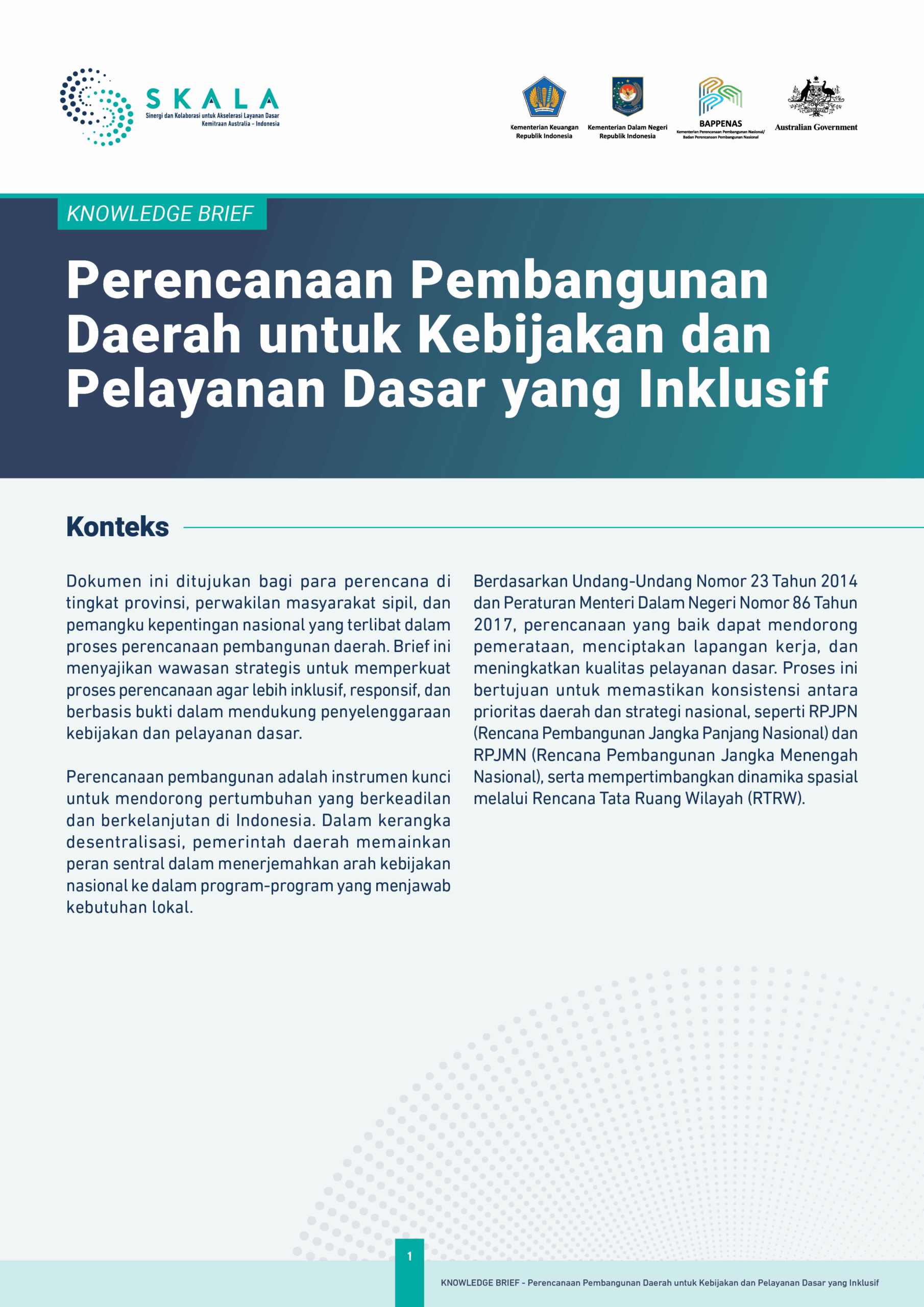 Perencanaan Pembangunan Daerah untuk Kebijakan dan Pelayanan Dasar yang Inklusif
