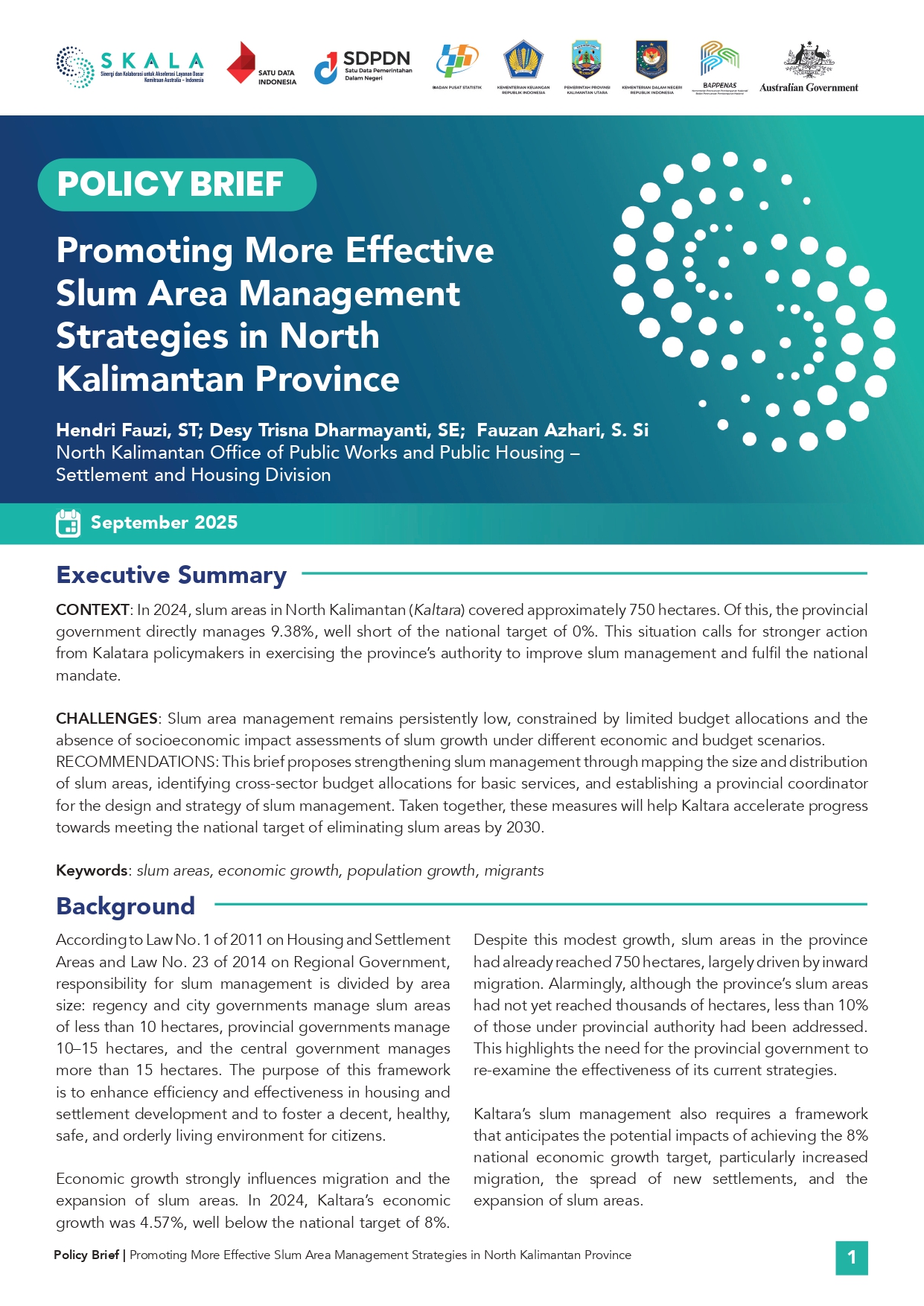 Promoting More Effective Slum Area Management Strategies in North Kalimantan Province