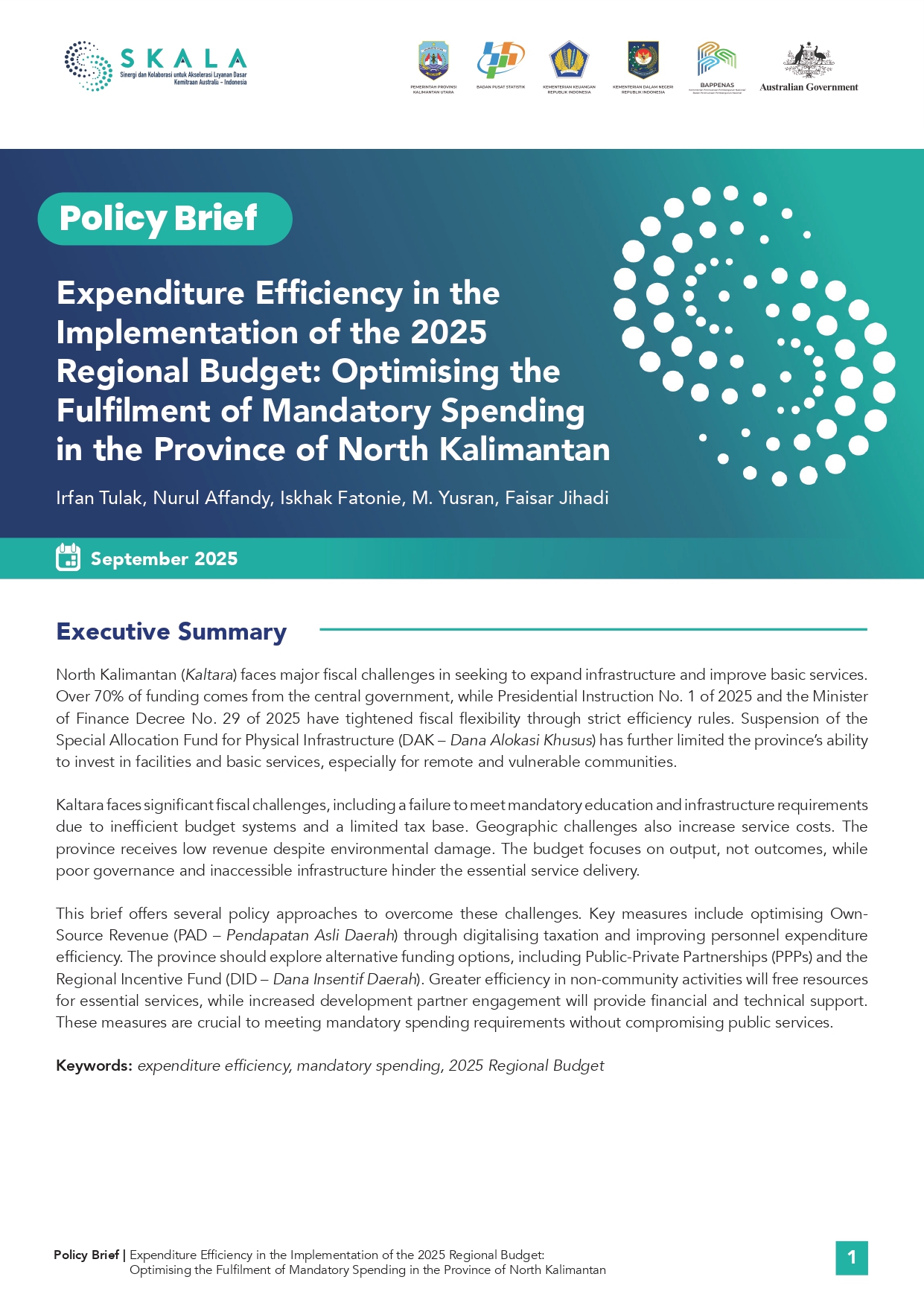 Expenditure Efficiency in the Implementation of the 2025 Regional Budget: Optimising the Fulfilment of Mandatory Spending in the Province of North Kalimantan