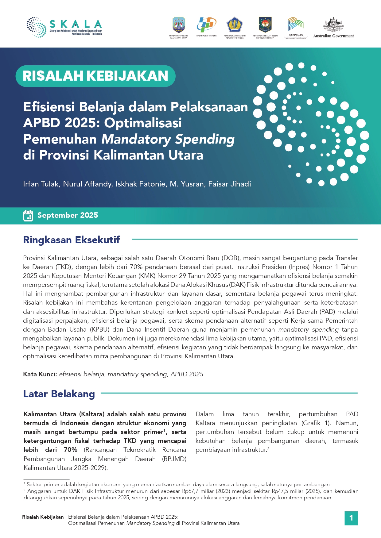 Efisiensi Belanja dalam Pelaksanaan APBD 2025: Optimalisasi Pemenuhan Mandatory Spending di Provinsi Kalimantan Utara