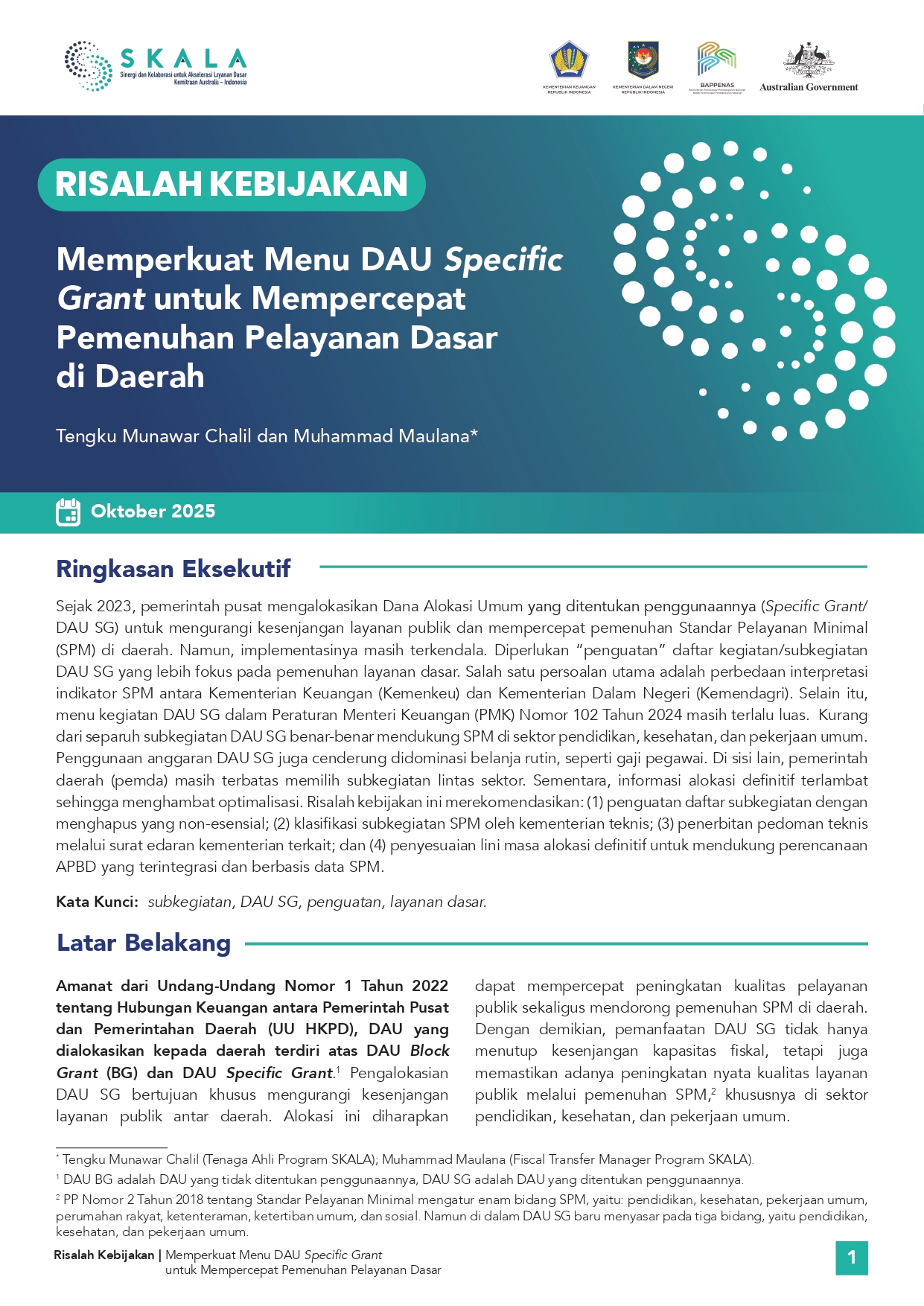 Memperkuat Menu DAU Specific Grant untuk Mempercepat Pemenuhan Pelayanan Dasar di Daerah