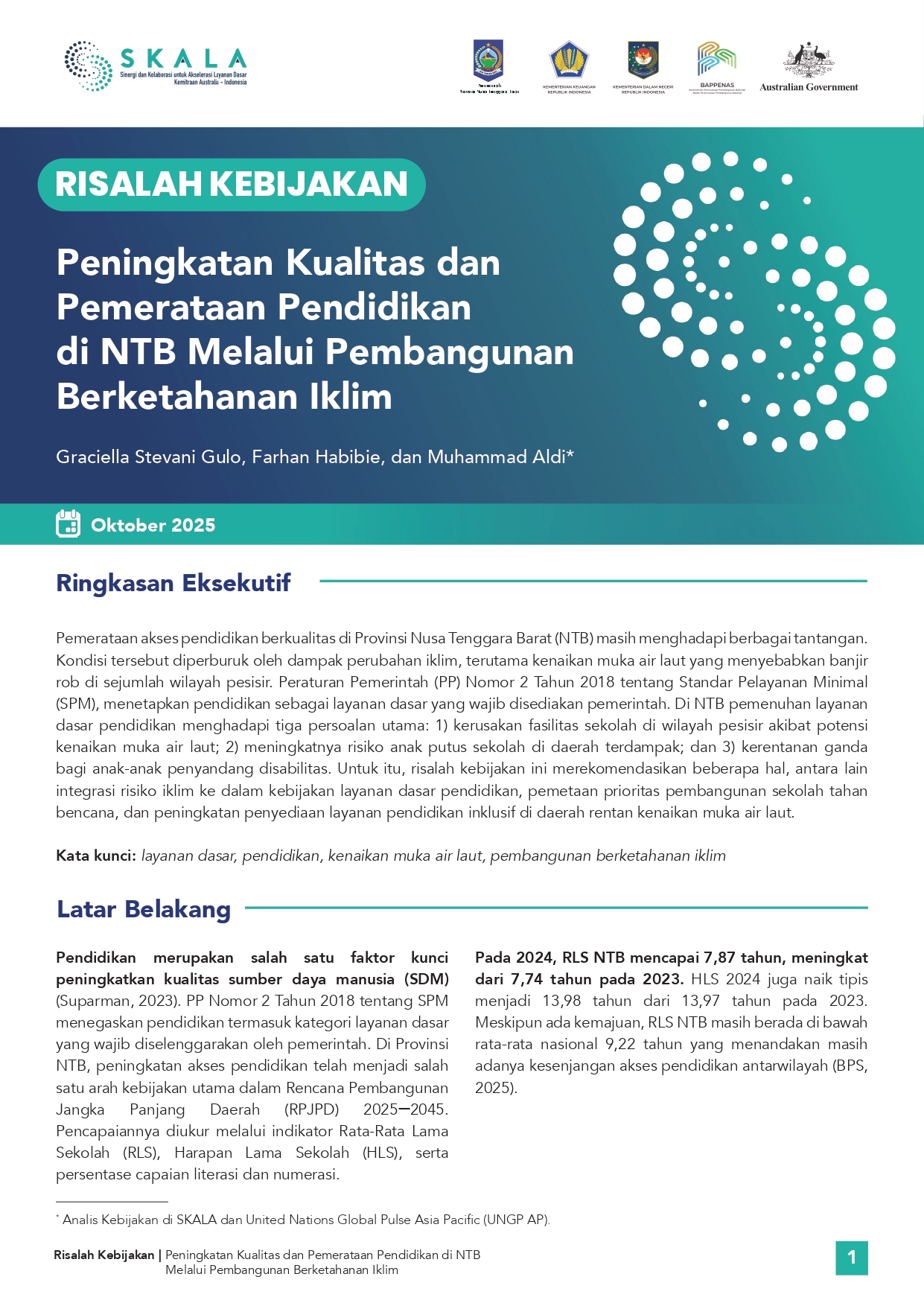 Peningkatan Kualitas dan Pemerataan Pendidikan di NTB Melalui Pembangunan Berketahanan Iklim