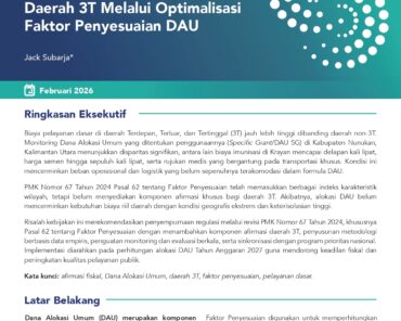 Mendorong Afirmasi Fiskal Daerah 3T Melalui Optimalisasi Faktor Penyesuaian DAU