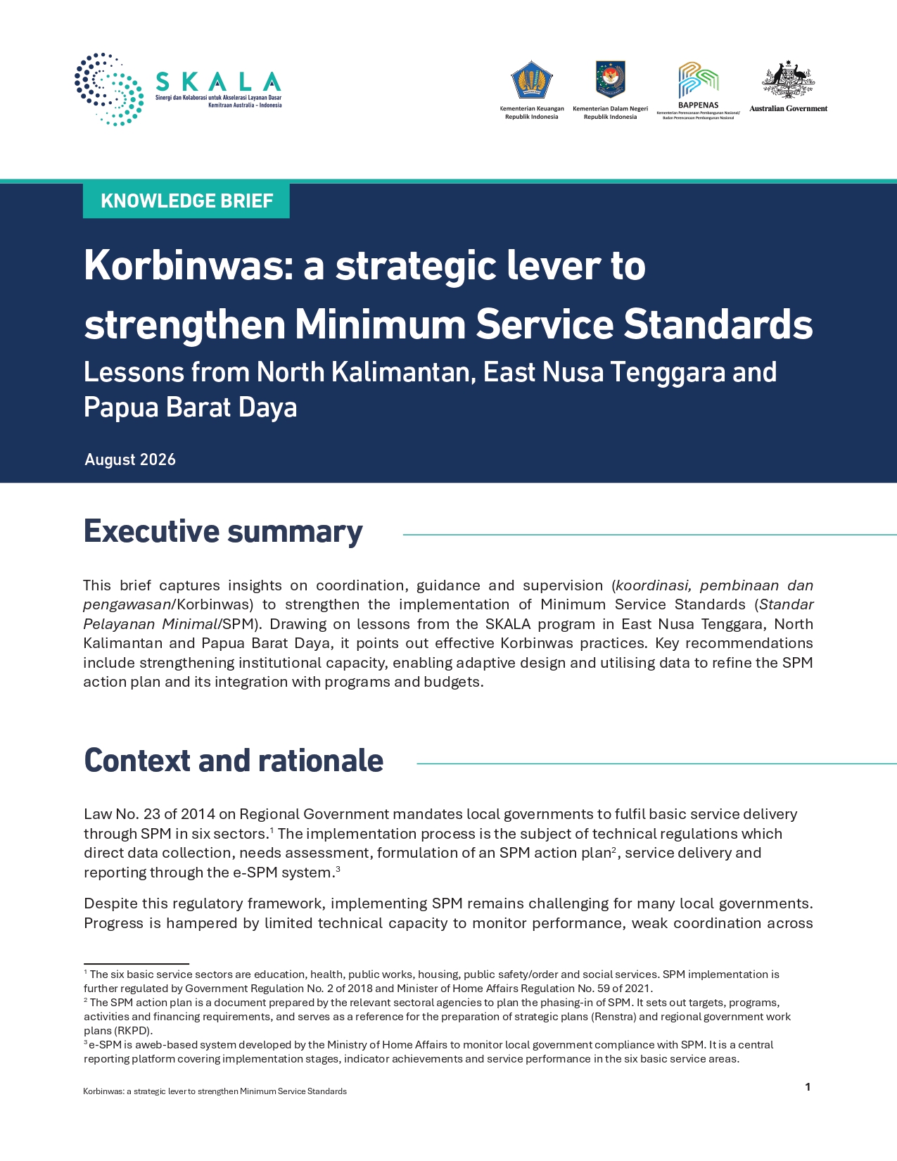 Korbinwas: a strategic lever to strengthen Minimum Service Standards. Lessons from North Kalimantan, East Nusa Tenggara, and Papua Barat Daya